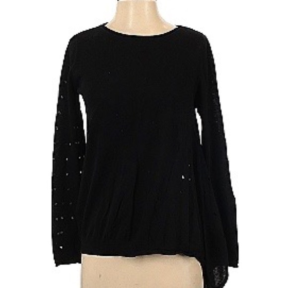 Stella Carakasi black asymmetrical sweater with hole details on sleeves & front - Picture 1 of 7